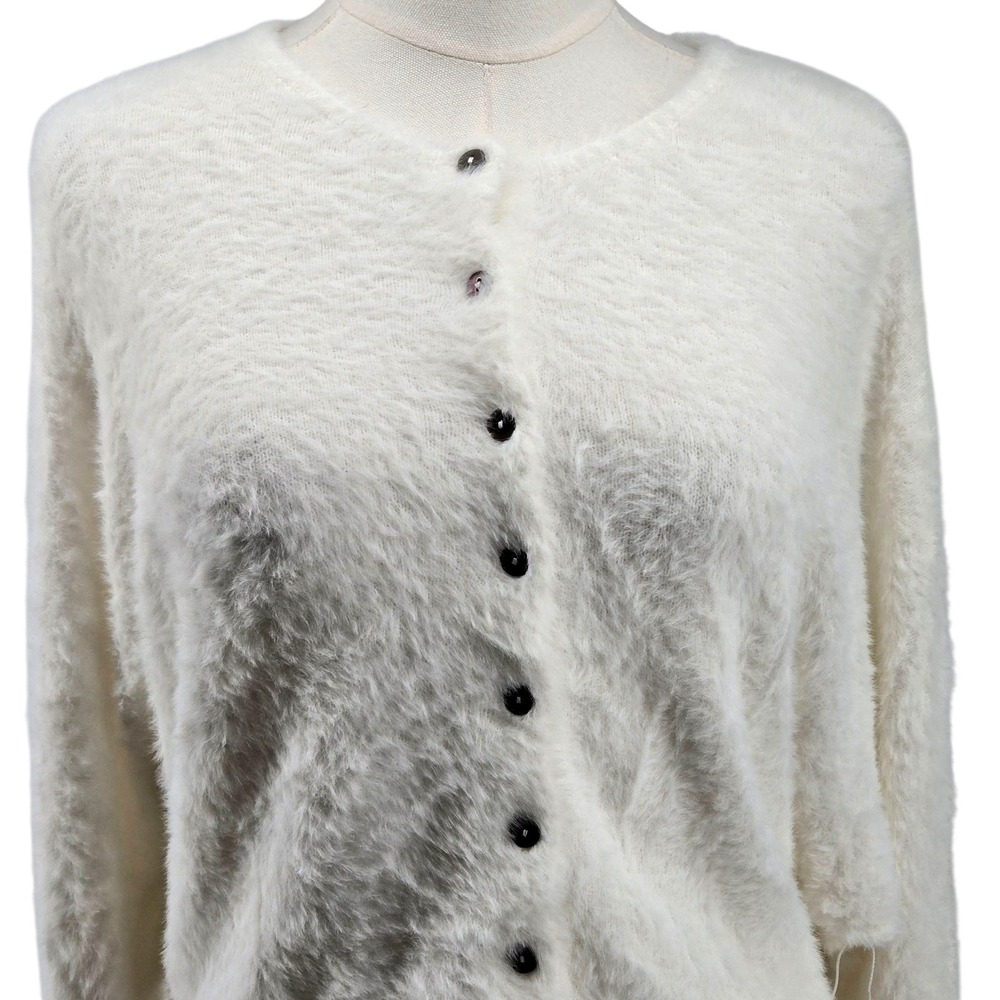 Free People Sweater Cardigan Womens S White Round Neck Open-Knit Lightweight